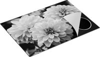 Chefcare Inductie Beschermer Oranje Dahlia Bloemen - Zwart Wit - 75x50 cm