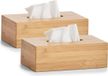 Merkloos Zeller Present Handels Gmbh Tissuedoos - 2x - Houtkleurig - Bamboe - 27,5 x 16 cm