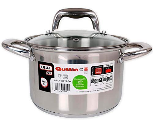 Quttin Kookpan van roestvrij staal, 18 cm, met deksel New Caesar