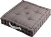 Merkloos Stof Textile Vloerkussen DUO - grijs - katoen - 42 x 42 x 10 cm - vierkant