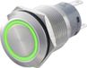 TRU COMPONENTS 701321 LAS1-AGQ-22ZE, GN Interrupteur à bouton-poussoir antivandalisme 250 V/AC 5 A 2x marche/marche Continu Vert IP67