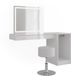 Vicco Kaptafel set met kruk Sherry, Wit, 140.2 cm met LED-spiegel, kruk en module met kledingstang