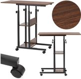 Springos Bureau – Werkbureau – Computer Bureau – Bureautafel – Op Wielen – Verstelbaar - 73-85 X 40 X 80 CM – 20 Kg - Donkerbruin - Metaal - Hout