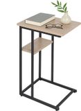 Merkloos Relaxdays Bijzettafel U-vorm 60 cm MDF Metaal Lichtbruin Zwart