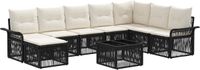 vidaXL Tuinbank - Set - 9 - st - Zwart - poly - rattan