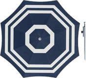 Merkloos Parasol - Blauw/wit - D180 cm - Stokparasol - Polyester - Metaal - UV-bescherming - Waterafstotend