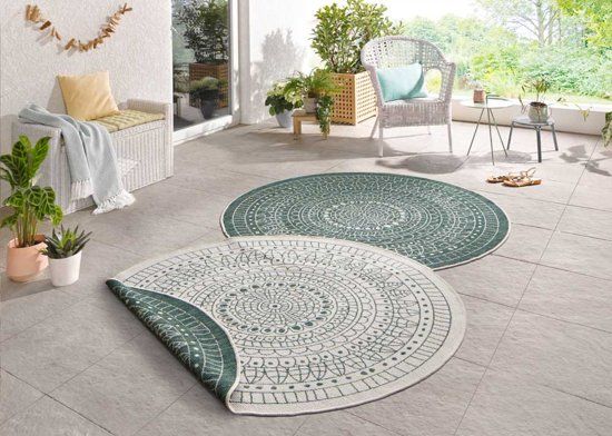 Bougari Modern vloerkleed Porto 103103 140 cm rond Groen & Crème