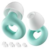 NEUTYPECHIC Oordopjes om te slapen, siliconen, herbruikbaar, voor slapen, concentreren, reizen, met 8 oordopjes in de maten XS/S/M/L (hartvorm, groen, medium)