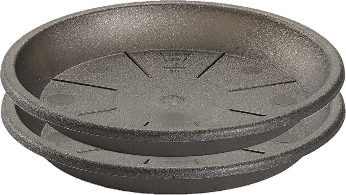 Forte Plastics Water Opvangschaal Set - Antraciet Grijs - Rond 32 cm - Kunststof