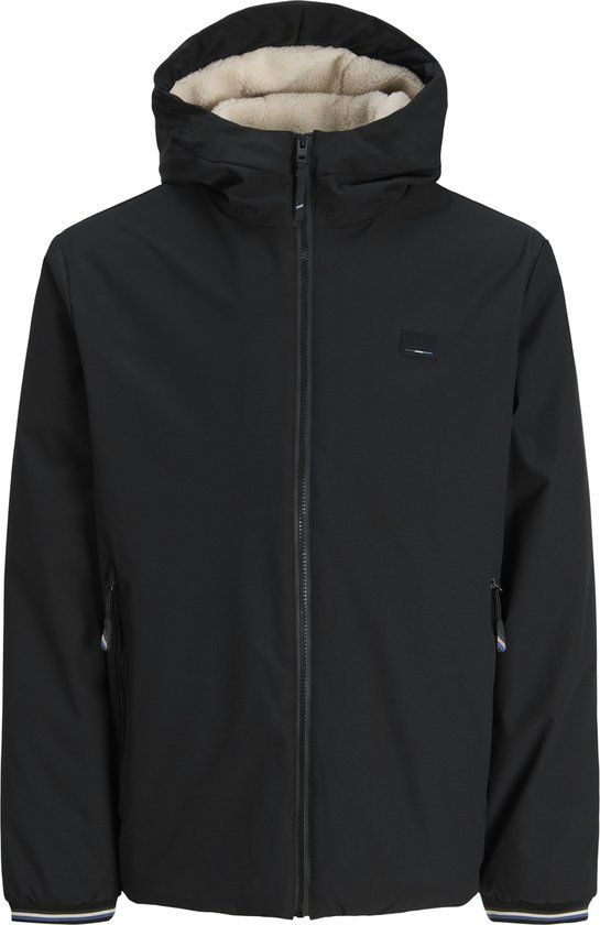 JACK&JONES Jongens Zwarte Jas met Capuchon - Polyester - Maat 140