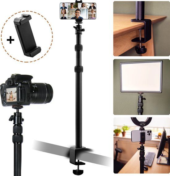 MOJOGEAR DS1 statief met tafelklem en telefoonhouder