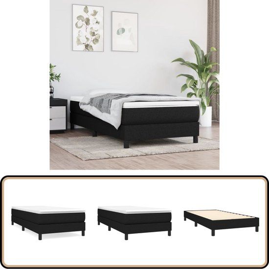 vidaXL Boxspring met matras stof zwart 100x200 cm