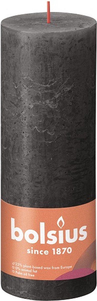 Bolsius Rustiek Stompkaarsen - 4 stuks - Eco Shine Stormy Grey - 190/68 (85 uur) - Antraciet
