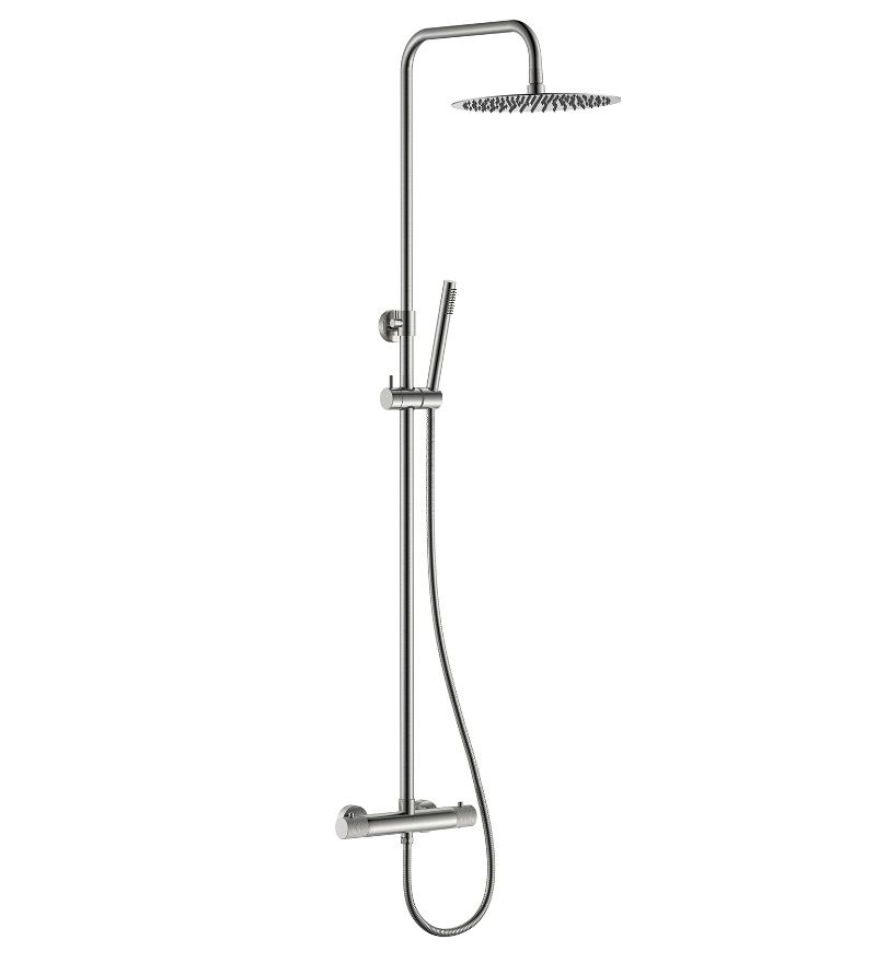 Wiesbaden Regendoucheset opbouw ribbd geborsteld staal