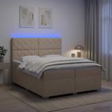 vidaXL Boxspringbed met matras, crème kleur, 200 x 200 cm, gestoffeerd