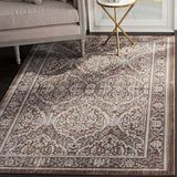 SAFAVIEH Distressed Valencia Collection Vloerkleed voor woonkamer, eetkamer, slaapkamer, korte pool, grijs en bruin, 91 x 152 cm