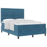 vidaXL Boxspring bed met matras Donkerblauw 140 x 200 cm Fluweel