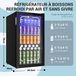 Réfrigérateur de boissons avec porte vitrée pour 126 canettes Étagères réglables Bière/vin Maison/bar/bureau Acier inoxydable noir