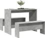 Maison Exclusive - Ensemble 3 pièces comprenant une table à manger et un banc, gris béton, matériau dérivé du bois