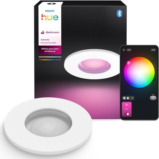 Philips Hue Xamento Badkamer Inbouwspot - Wit & Gekleurd Licht - 1-Pack - IP44 - GU10