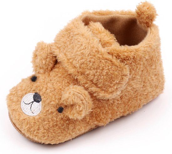 Completebabyuitzet Baby Shoes - First Walking Shoes - Teddy Fabric - Size 0-6 Months - Light Brown