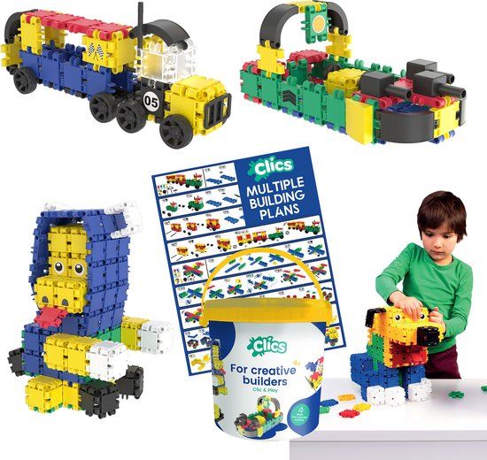 Clics Build & Play 10-in-1 Bouwblokken - 275 Onderdelen - 4+ Jaar