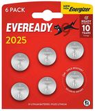 Energizer Eveready - Knoopcel batterijen - CR2025 - Lithium - 3V - 6 stuks