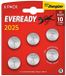 Energizer Eveready - Knoopcel batterijen - CR2025 - Lithium - 3V - 6 stuks