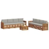 vidaXL Buiten bank set 9 st Naturel en lichtgrijs