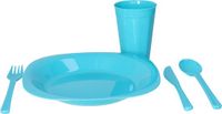 Plasticforte Servies set - 31-delig - blauw - kunststof - herbruikbaar - BPA-vrij - picknick servies - camping