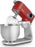 H.Koenig Keukenmachine KM124, 5 liter roestvrijstalen kom, 8 snelheden, 800W, mat rood & zilver