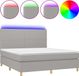 vidaXL Boxspring met matras en LED stof lichtgrijs 160x200 cm