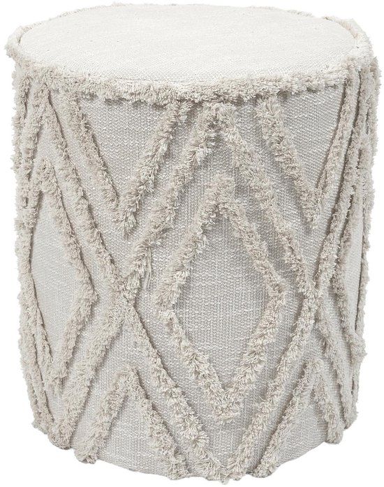 Home Deco Factory Bijzet poef Berber Mirage - naturel - MDF - 37 x 41 cm - Marokkaanse stijl