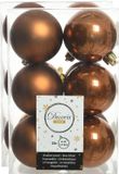Decoris Kerstballen - 24 stuks - 6 cm - Kunststof - Mat/Glans - Bruin