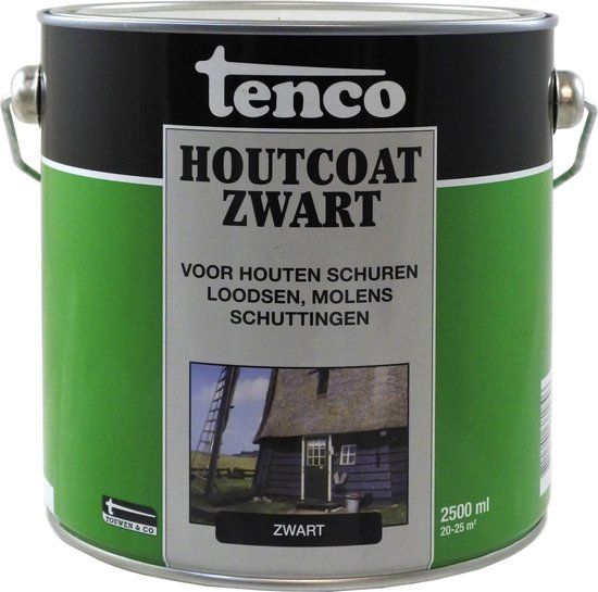 Tenco Houtcoating Zwart - 2,5 liter - Zijdeglans - Voor buiten