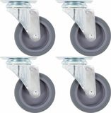 vidaXL 16 stuks zwenkwielen 75 mm Grijs met rem