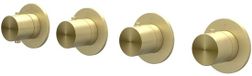 IVY Concord Afbouwdeel Inbouwthermostaat met 3 Stopkranen Symmetry met Ronde Rozetten - RVS 316 Geborsteld Mat Goud PVD