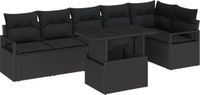 vidaXL Tuinbank - Set - 4 zitplekken - Zwart - Polyrattan