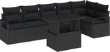 vidaXL Tuinbank - Set - 4 zitplekken - Zwart - Polyrattan