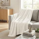 Americanflat Fleece deken van 60 x 80 cm - zachte en ademende deken voor bank, bed, stoel - ruime fleecedeken, perfect voor thuis, slaapkamer of buiten - wit