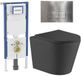 Geberit QeramiQ Dely Toiletset - 36.3x51.7cm - Geberit UP720 inbouwreservoir - rimless - diepspoel - zitting - softclose - bedieningsplaat steel - rechthoekige knoppen - mat zwart