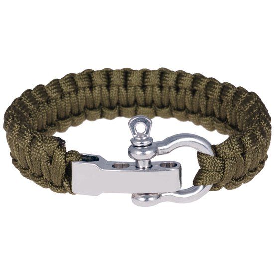 LGT JWLS Paracord armband Legergroen met Zilverkleurig