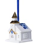 Heinen Delfts Blauw Keramieken Kerst Ornament Kerk 8cm Delfts Blauw