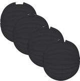 Merkloos Haza-Witbaard Party lampion van papier - 4x - ronde vorm - zwart - dia 22 cm