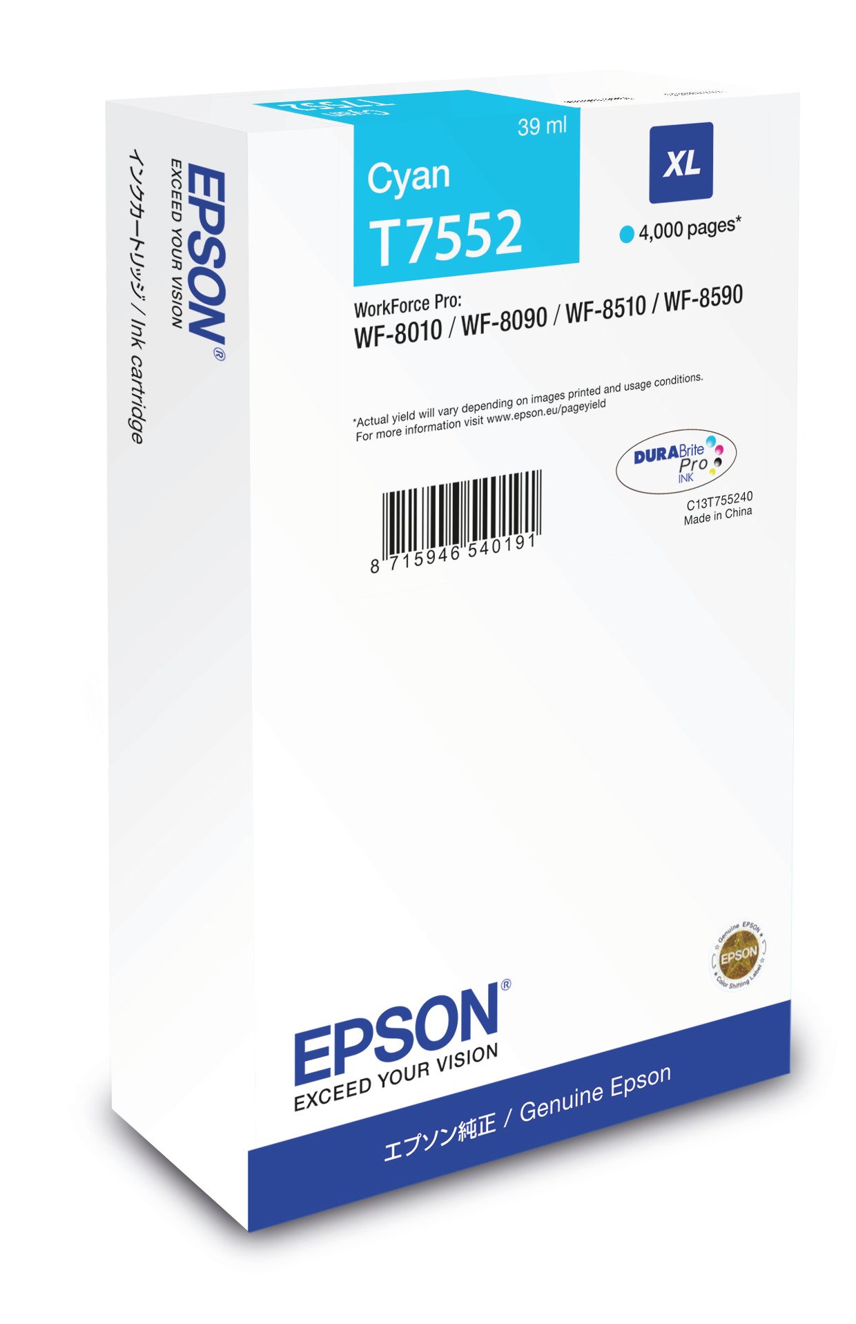 Epson T7552XL - Ink Cartridge - Cyan - Original