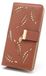 Portefeuille femme marron à motif de feuilles et fermeture éclair