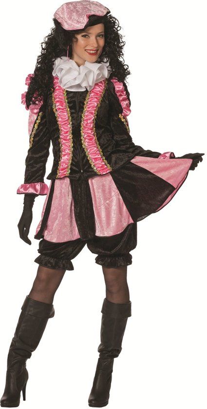 Feestbeest.nl Zwarte piet kostuum roze/zwart voor dame