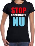 Bellatio Decorations Shoppartners Bv Stop discriminatie NU protest t-shirt zwart voor dames - staken / betoging / demonstratie shirt L