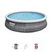 Bestway Fast Set Piscine gonflable - 457cm - Rond - Gris - Pompe de filtration et échelle incluses
