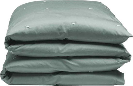 Yumeko Kinderdekbedovertrek Katoen Satijn Zeegroen Moon 120x150 - Bio, Eco & Fairtrade